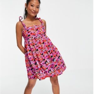 Miss Selfridge Floral Mini Dress - Pink and Red. Petite